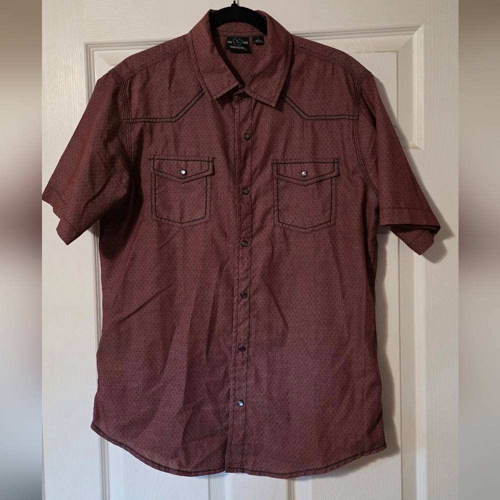 Burnside Maroon Casual Button Down Shirt